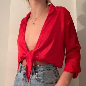 Urban Outfitters Silk tie front top